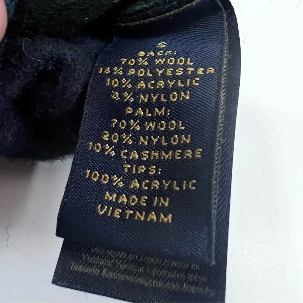 Brooks Brothers Wool Cashmere Blend Gloves Plaid Blackwatch Touchscreen Small